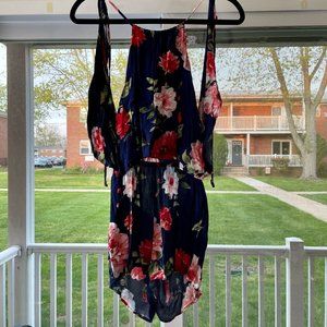 Backless Flower Halter Romper